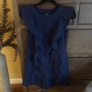 EUC Jade Navy Ruffle Jumpsuit
